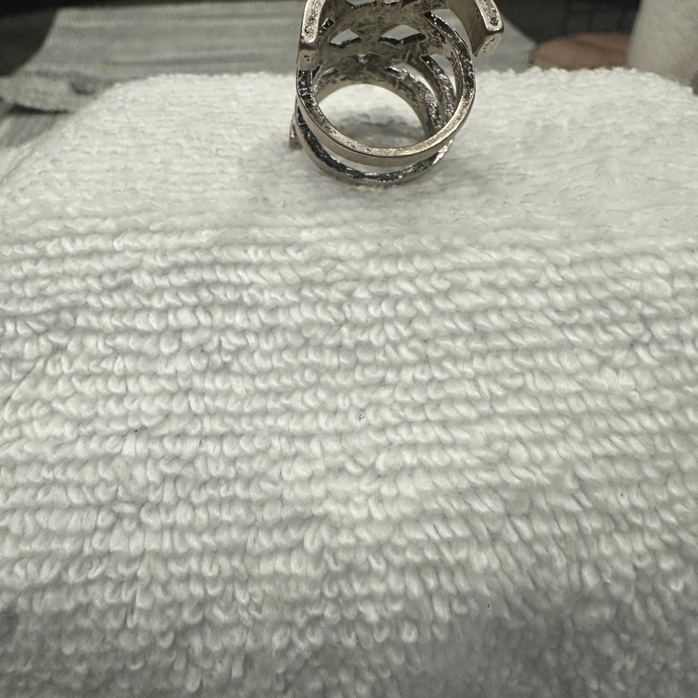 Silver Geometric Statement Ring - image 2